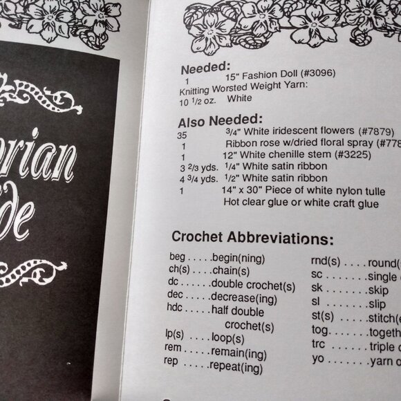 Vintage 15" Doll Dress Crochet Patterns Lot of 3 Wedding Historical Grandmacore - Picture 8 of 9